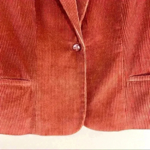 SILVER UNICORN Silver Corduroy Burnt Orange Button Y2K Blazer Jacket Size 11 - Picture 3 of 8
